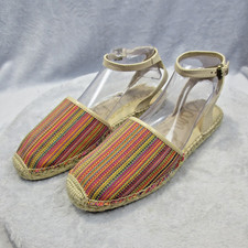 Sam Edelman Women 10 M Vivian Multicolor Canvas Flat Espadrille Shoes Sandals