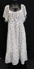 Dizzy Lizzy Women's Floral Print Flutter Sleeve Midi Dress JT8 White Size XL NWT