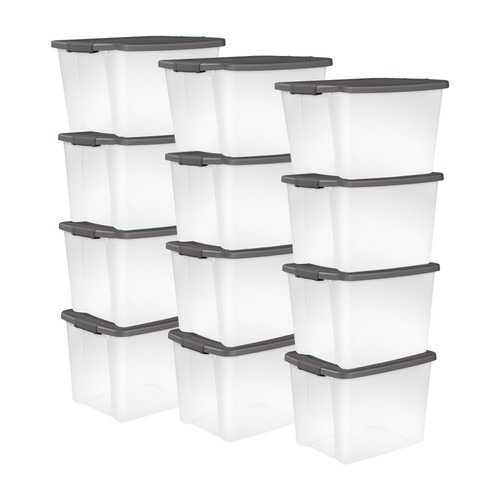 Sterilite ShelfTotes 50 Quart Clear Latched Plastic Storage Container, (12 Pack) - Picture 1 of 6