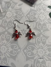 Beautiful Red Crystal Beaded Angel Earrings