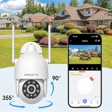 WiFi6 Security Camera 360° PTZ Wireless 3MP 2.4G/5G WIFI Audio Color Night Visio