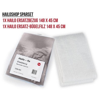 SET: 1x Hailo-fix Swingline Bügeltischbezug + 1x Hailo Bügelfilz 148x45 cm Grau