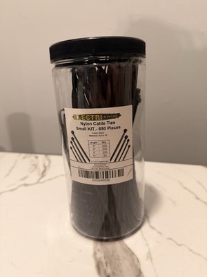 Electriduct Nylon 66 Cable Ties Black 650 Pieces 4 6 8 11 in Assorted Kit