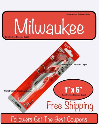 Milwaukee Carbide Hammer Drill Bit 1'' x 4'' x 6'' 48-20-9049 With 3/8'' Secure Grip