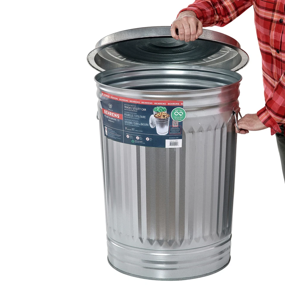 Behrens Galvanized Steel Trash Can with Lid, 31 Gal., 21in. Dia. × 29.75in.H - Image 2 of 4
