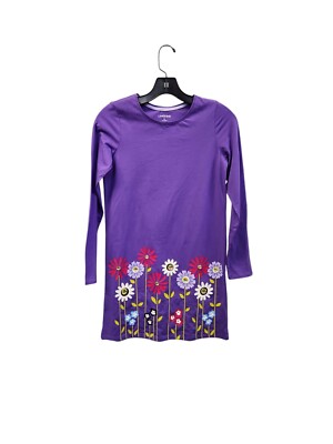 Girls Lands End Purple Floral Long Sleeve Dress M 10-12 | eBay