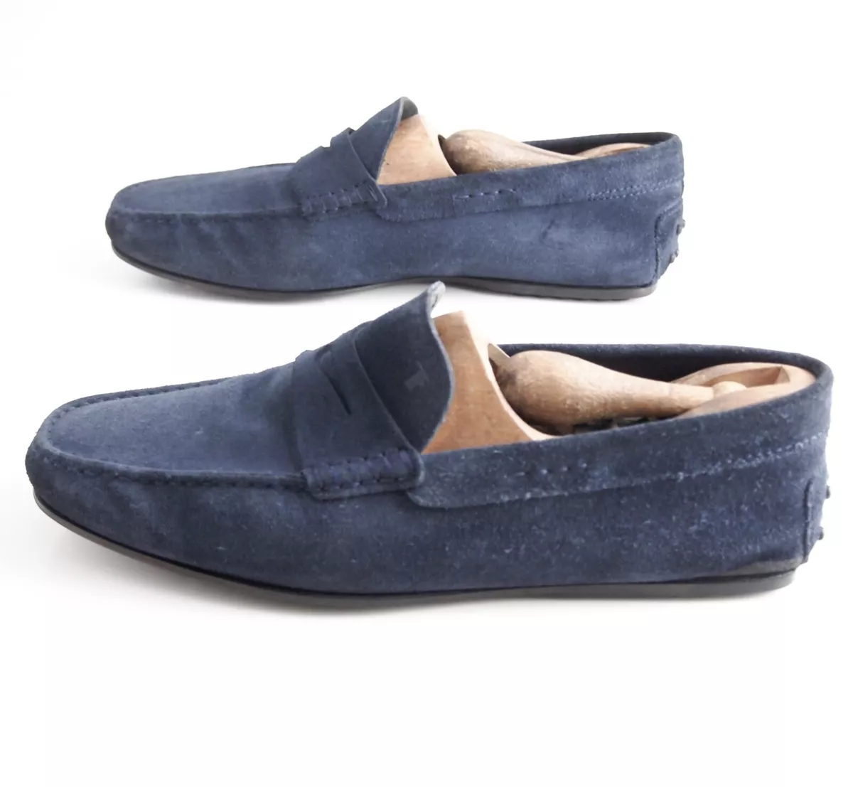 Tod s Penny Loafers Moccasin Blue Suede Mens Shoe Size US 8 EU 41