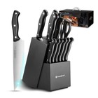 14 PCS Kitchen Knife Sets Razor-Sharp Stainless Steel Knife Steak Knives w/Block