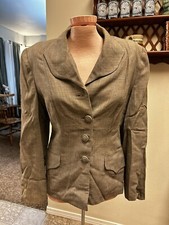 Vintage 1960s Handmade Women s Med Plaid Blazer Button Up Shoulder Pads Lined