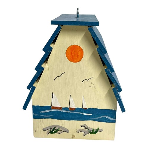 Lighthouse Birdhouse Beach Hand Painted Nautical Wood Whimsical Folk Art 1982 VT - 第 5/11 張圖片