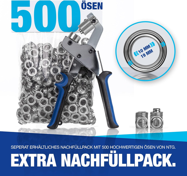 ÖSenzange Set (Ø 10Mm) | Magnetische Presse & 200 ÖSen FüR Stoffe, Planen, Segel-image