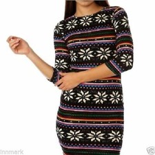 Warm Blend Wool Snowflake Print Stretch Midi Dress Fuchsia 387 