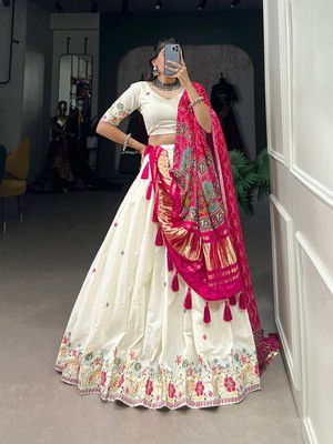 NEW LAUNCHING KHADI COTTON LEHENGA CHOLI WITH DUPATTA FOR WOMEN PARTY WEAR