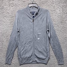 Club Room Sweater Mens Small Gray Full Zip Knit Texture Pockets