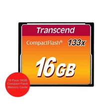 10 Pack Transcend 16GB 133x Compact Flash Memory Card for Canon Nikon Cameras  