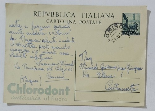 92633 Cartolina pubblicitaria - Chlorodont - VG 1953