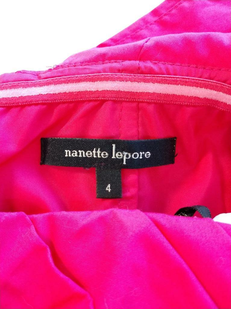 Robe Nanette Lepore Taille 4 - Coton Stretch Rose Fuchsia - Une épaule, Longueur Au-dessus Du Genou - Occasion Très Bon état
