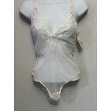 Women’s V-neck White Lace Thong Lingerie Bodysuit Auden Small Free Jewelry......
