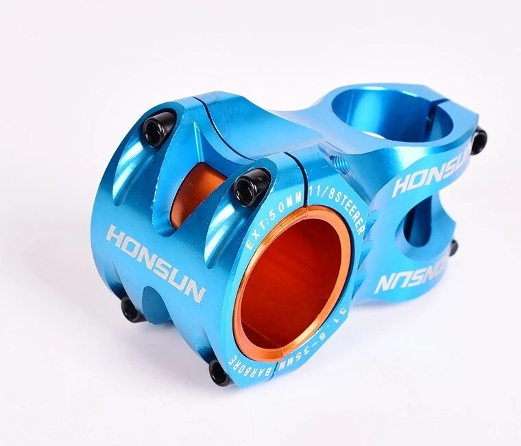 HONSUN Aluminum Bicycle Stems 28.6*31.8/35*50mm 0° MTB Road DH XC Bike Stem Blue - Image 2 of 4