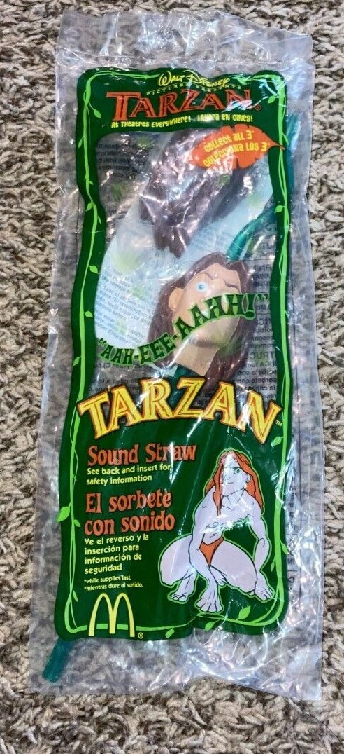 1999 DISNEY'S TARZAN SOUND STRAW MCDONALDS HAPPY MEAL TOYS - U