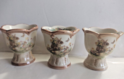 Single Egg Cup Easter Traditions Cracker Barrel Set of Three Bunnies & Butterfly