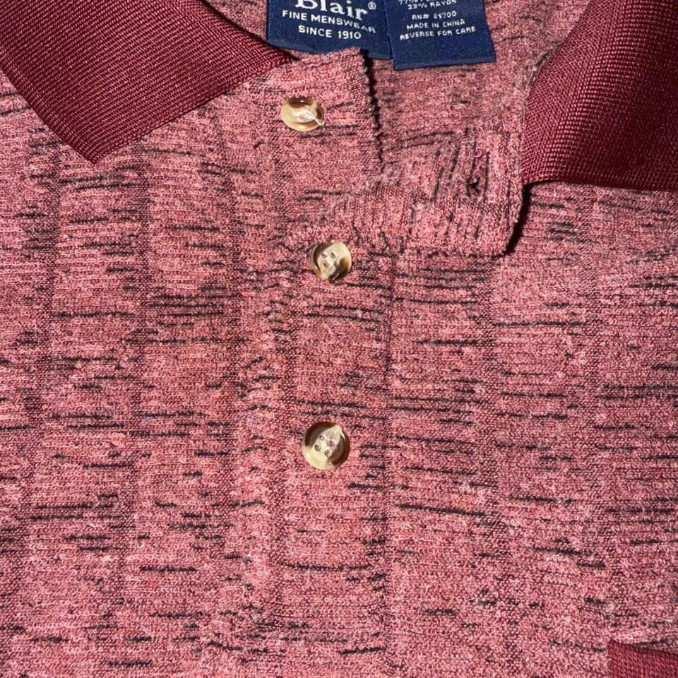 Camisa Polo De Colección John Blair Años 80 Granate Terry Tela Manga Larga Para Hombre Talla Grande” Foto 3 de 4