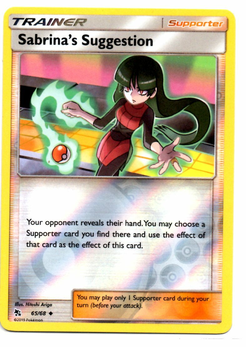 Pokemon Card SABRINA'S SUGGESTION Rare Reverse Holo 65/68 Hidden Fates NM/MINT