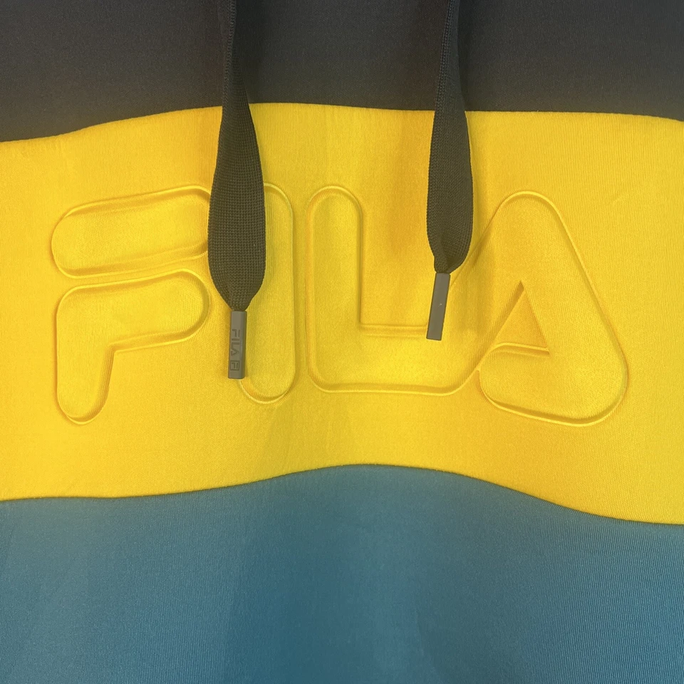 FILA Heritage Cruspin’ sudadera con capucha de buceo para hombre pequeña jamaicana negra amarilla verde Foto 4 de 4