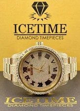 Ice Time 41mm Men's Automatic GOLD PLATED Steel Watch Iced Out 12ct Diamonds