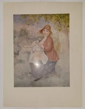 Renoir Print Matted On Paper - Art Print MOTHER AN DCHILD 1985 Nursing