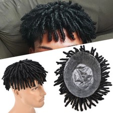 Afro Kinky Twist Crochet Braids Hair for Men Human Hair Piece System Mens Wigs