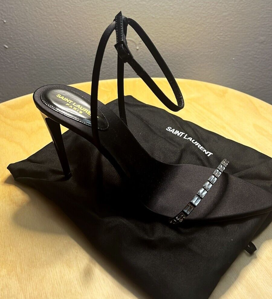 SANDALI SAINT LAURENT NERI RASO CREPE TAGLIA 39