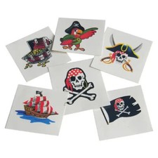 12 Pirate Temporary Tattoos Bday Party Goody Bag Favors Ship Parrot Skull Flag
