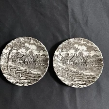 2 Vtg Myott Royal Mail Brown Fine Staffordshire Ironstone Saucers 5.5” England