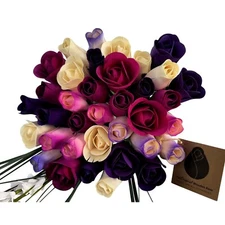 Deluxe Purple Dreams Flower Bouquet. The Original Wooden Rose 2, 3 Dozen