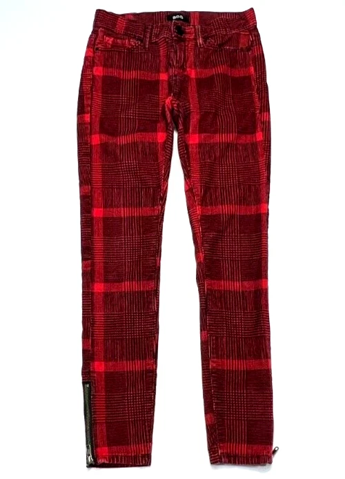 Pantalones de pana BDG Urban Outfitters para mujer (26"X26") ajustados a cuadros cremalleras al tobillo Foto 2 de 4