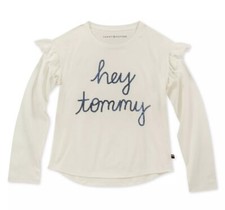 Tommy Hilfiger Girls Hey Tommy Embellished Long Sleeve Shirt, White NWT