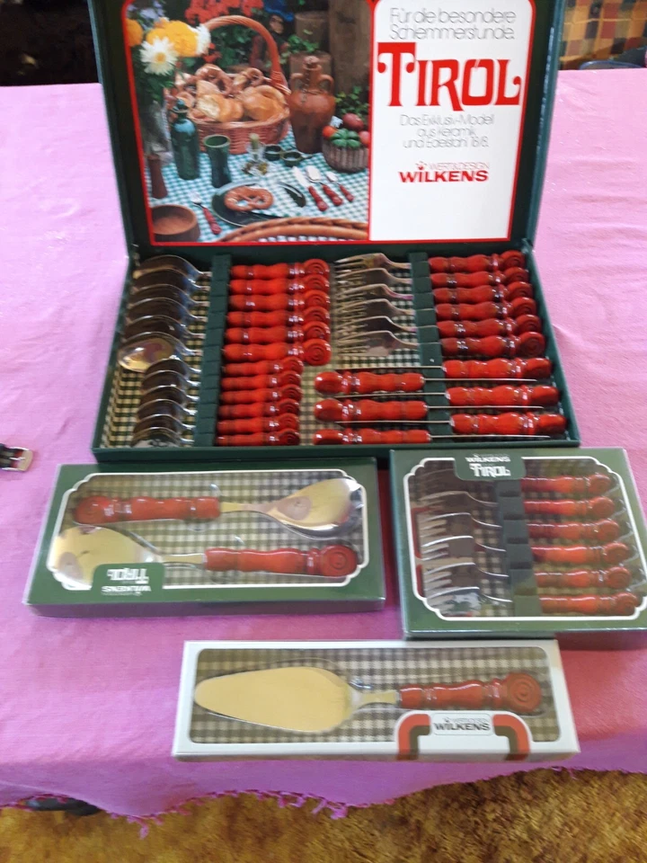 Wilkens "Tirol" 24tlg. + weitere Teile, unbenutzt, 70er pur, Retro,Keramikgriffe - Bild 3 von 4