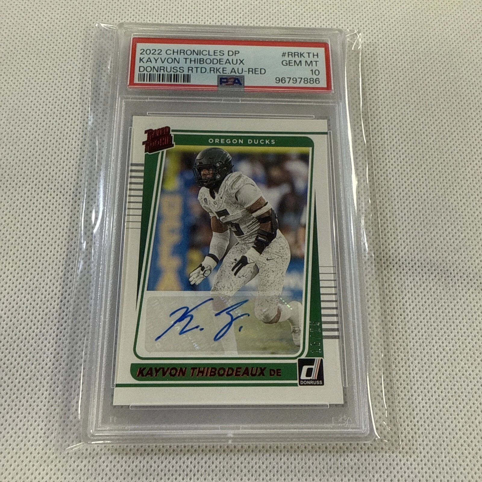 Kayvon Thibodeaux Panini Chronicles Draft Picks Donruss Rated Rookie Autographs #RRKTH Red