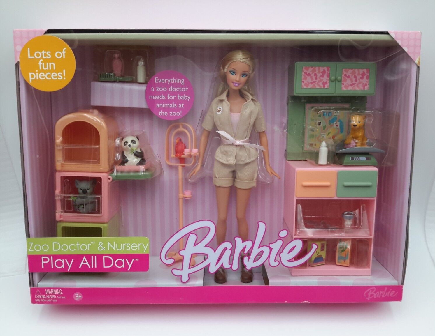 2006 BARBIE ZOO DOCTOR & NURSERY PLAY ALL DAY - NEW IN BOX