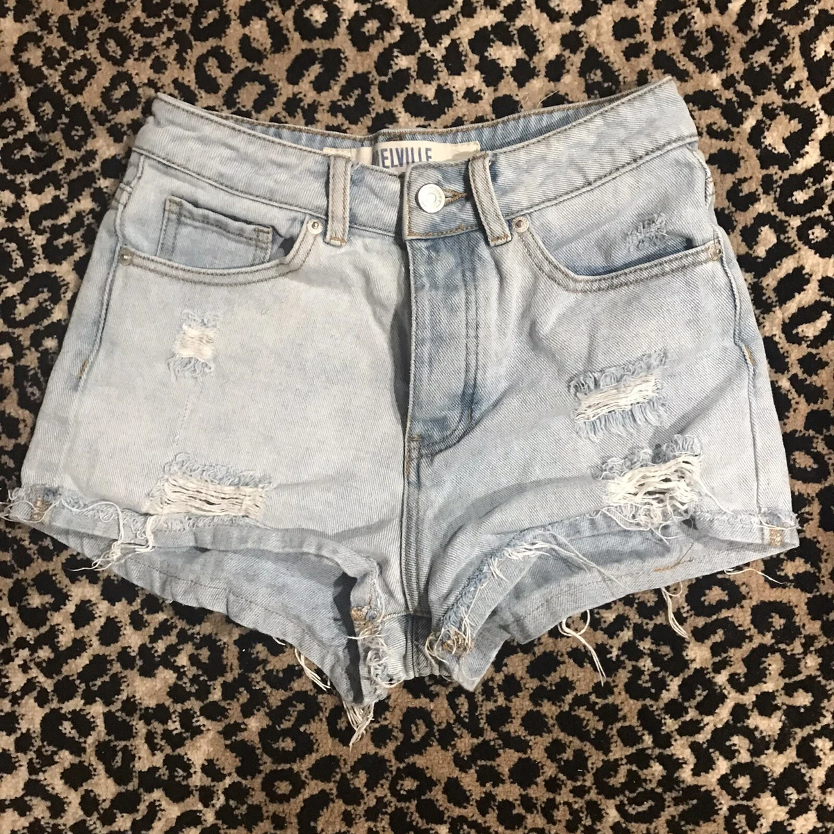 Brandy Melville Jean Shorts Size 25 Light Wash Cut Off Distressed Button  Fly