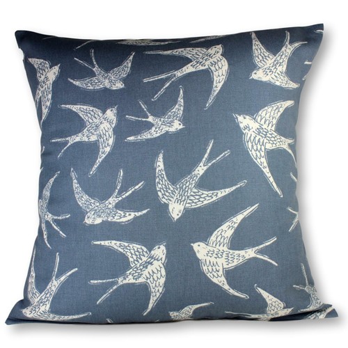 Cushion Cover made in Nautical Fabric Fish Anchors Boats Seagulls Crabs Red Blue - Picture 9 of 12