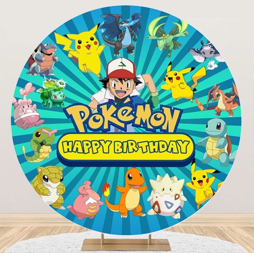 Round Circle Pokemon Backdrop Pikachu Boy Birthday Party Photo Background Banner - Bild 1 von 10