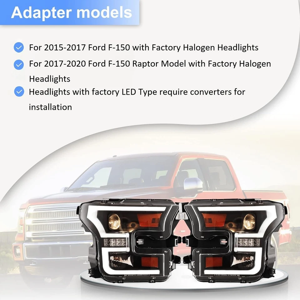 Par de faros proyectores LED DRL para faros Ford F-150 2015 2016 2017-2020 Foto 2 de 4