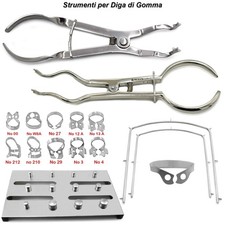 Kit per Diga Dentale Pinza per Uncini Morsetti Brewer Ivory Telaio Endodonzia CE