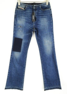 Diesel De-Doras 084MC Damen Jeans W27 Geflickt Ausgestellt Kurz Distressed Denim