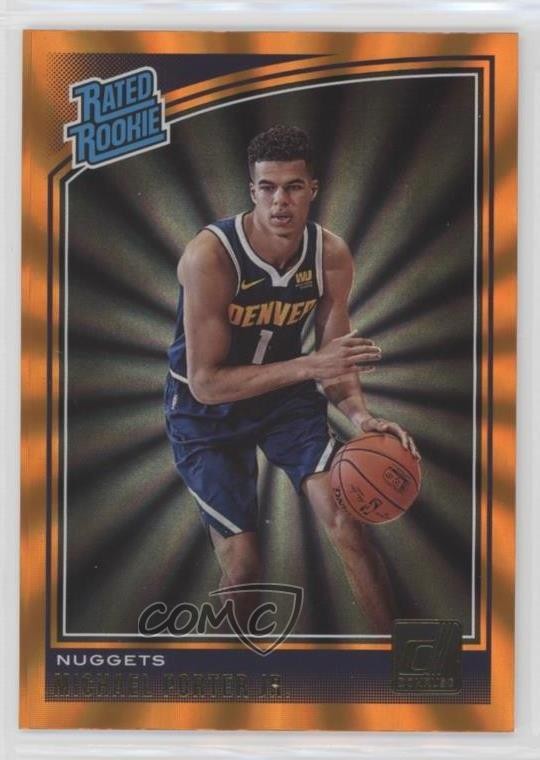 2018 Panini Donruss Rated Rookies Holo Orange Laser Michael Porter Jr #182 2l4