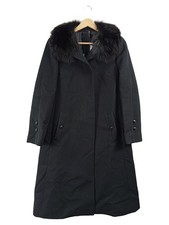 DELMOD cappotto di lana donna cappotto con collo di pelliccia nero taglia 40 elegante classico