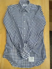 NWOT Thom Browne Navy Blue Shepherd Check Broadcloth Button Down TB1 14.5-32 S