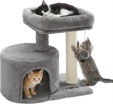 Cat Tree Small Cat Tower W/ Sisal Scratching Post Plush Condo W/ Padded Perch